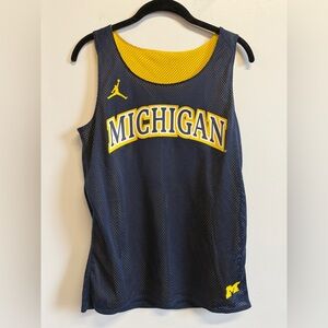 University of Michigan Jordan Brand Reversible Mesh Tank Navy Yellow Size L